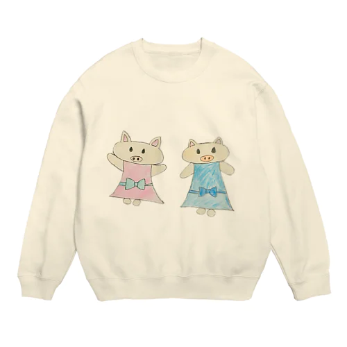 こぶたの姉妹 Crew Neck Sweatshirt