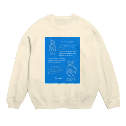 アシモフのロボット3原則とロボットの落書き  セルリアンブルー Crew Neck Sweatshirt