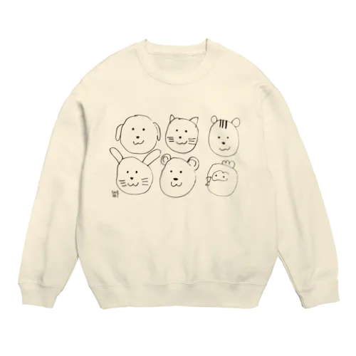 どうぶつたくさん Crew Neck Sweatshirt