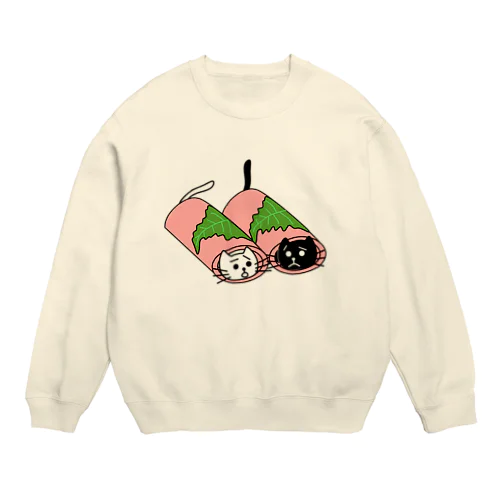 桜餅ですニャ Crew Neck Sweatshirt