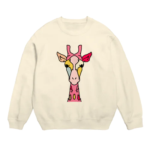 giraffe☆pink　(ピンク色のキリン)　Full of vitality　(フル　オブ　バイタリティ) Crew Neck Sweatshirt