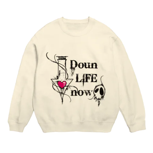 Doun LIFE now-白- Crew Neck Sweatshirt