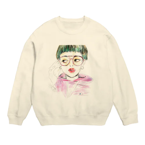 Green hair Crew Neck Sweatshirt