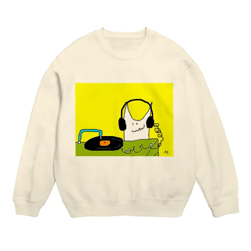 Mr.M is listening to the LPs Crew Neck Sweatshirt