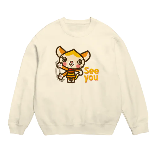 マロンヘッドのネコ”see you” Crew Neck Sweatshirt