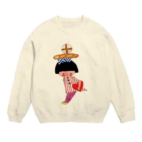 ストライプちゃん、頭の上の妄想バケット Crew Neck Sweatshirt