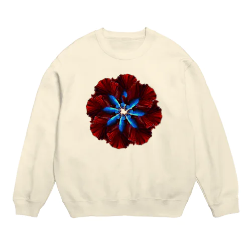 ベタの花ブルーレッド Crew Neck Sweatshirt