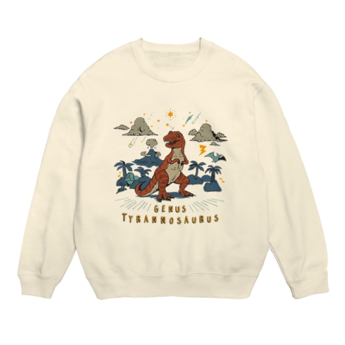 （濃い生地色用）ティラノサウルス Crew Neck Sweatshirt