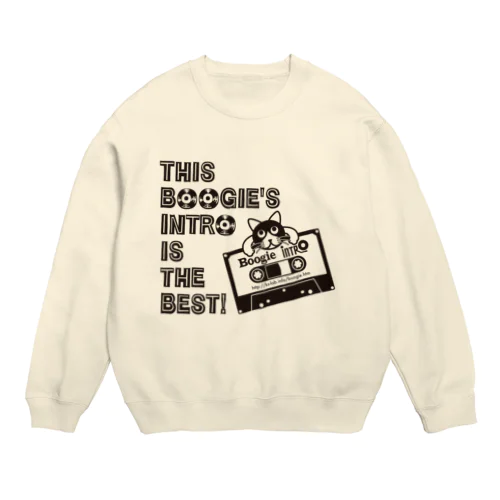 猫とカセット黒プリ Crew Neck Sweatshirt