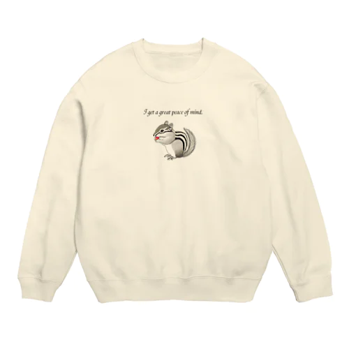 シマリスと赤い実（ロゴあり） Crew Neck Sweatshirt