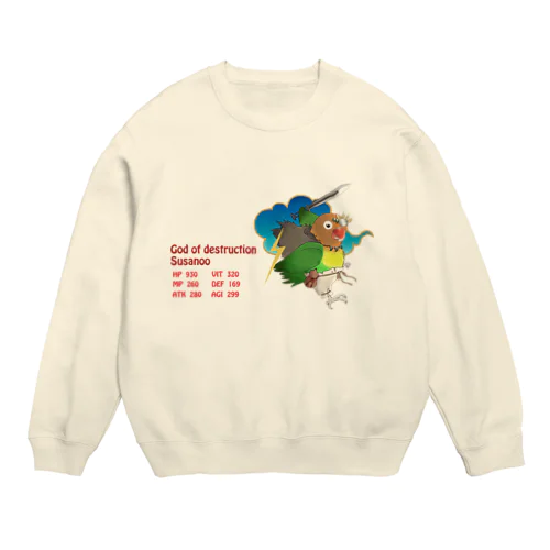 ルリコシボタン（破壊神スサノオ　RPG風ステータスバージョン） Crew Neck Sweatshirt