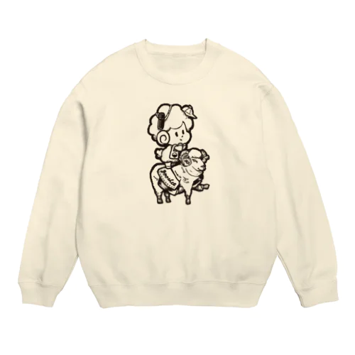 ぐーしぃお散歩スウェット（黒インク） Crew Neck Sweatshirt