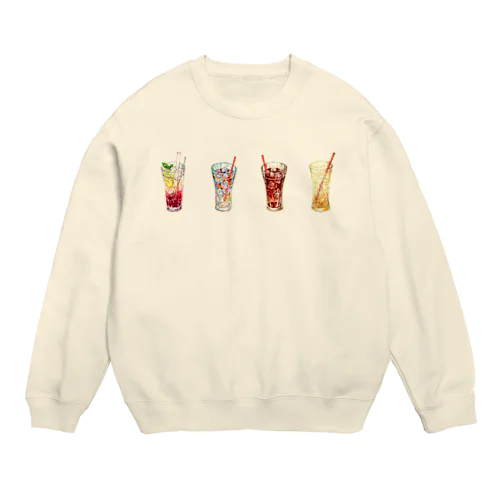 4杯のグラスドリンク Crew Neck Sweatshirt