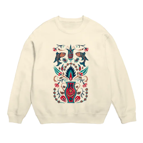 🇹🇷トルコのイズニックタイル【ティール】 Crew Neck Sweatshirt