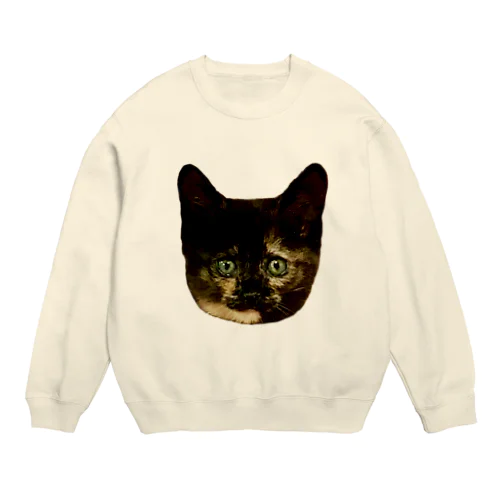 さび猫　サビニャック　かおだけ Crew Neck Sweatshirt