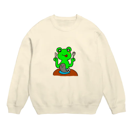 カエルのいただきます Crew Neck Sweatshirt