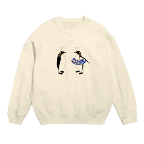 海水浴のペンギン Crew Neck Sweatshirt