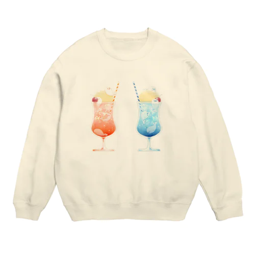 あざらしクリームソーダ・空＆夕日 Crew Neck Sweatshirt