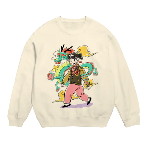 スカジャンチャイナ娘(龍) Crew Neck Sweatshirt