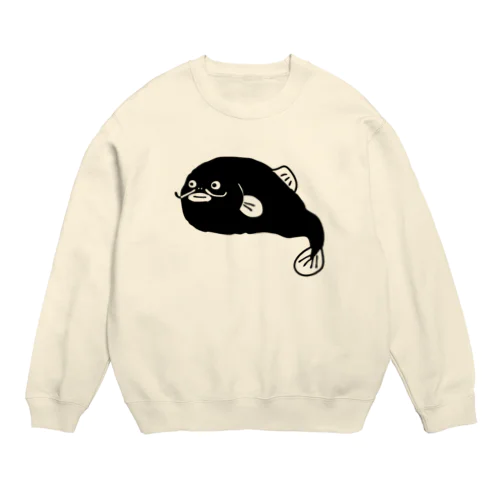 ナマズさん黒 Crew Neck Sweatshirt