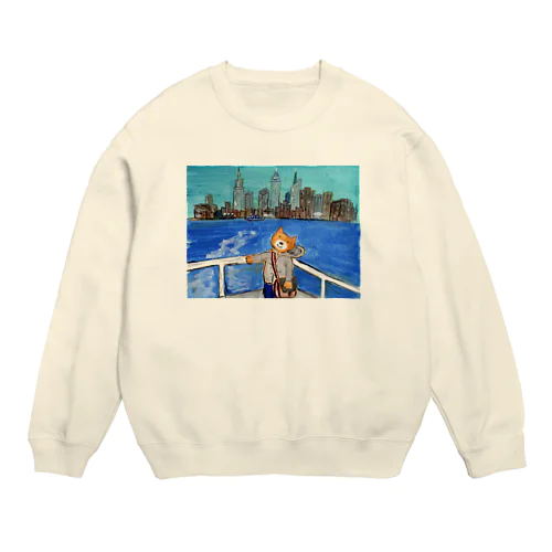 三角耳のクマのクマエル Crew Neck Sweatshirt