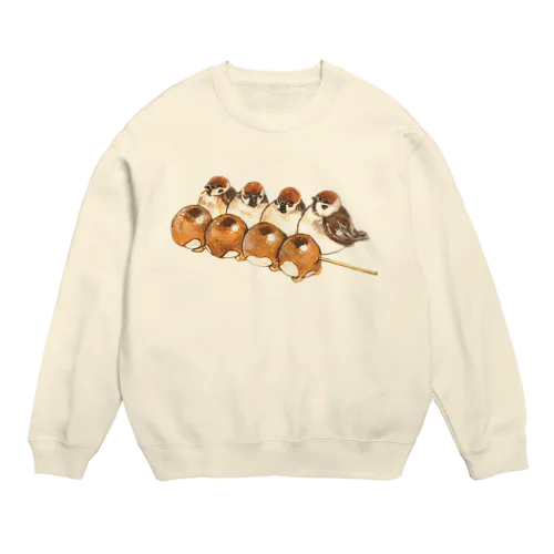 スズメとみたらし団子（いきもの×たべものシリーズ） Crew Neck Sweatshirt