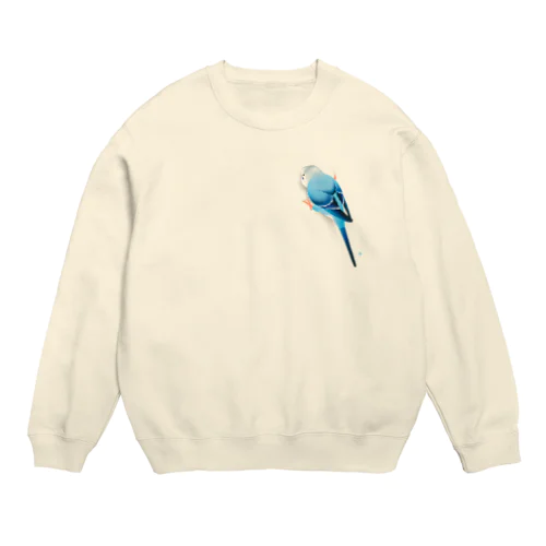 しがみつきインコ 青 ・ 影あり Crew Neck Sweatshirt