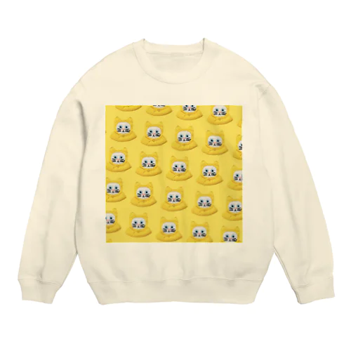 かぶる猫[レインコートver.](白猫) Crew Neck Sweatshirt