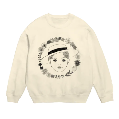 花と帽子 Crew Neck Sweatshirt