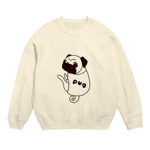 毎日にパグ　振り向き柄 Crew Neck Sweatshirt