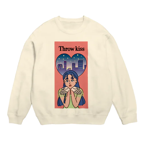 投げキッスの女の子 Crew Neck Sweatshirt