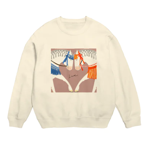 ハートの白馬(和装) Crew Neck Sweatshirt