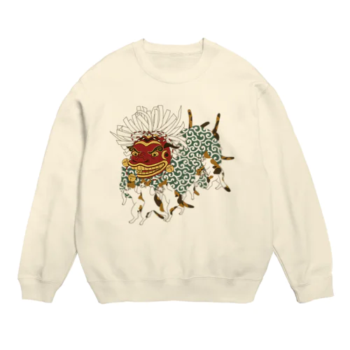 三毛猫の獅子舞遊び Crew Neck Sweatshirt