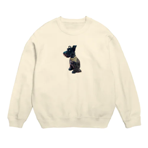 おすわりKURO シュナウザー 黒い犬 dog クロ Crew Neck Sweatshirt