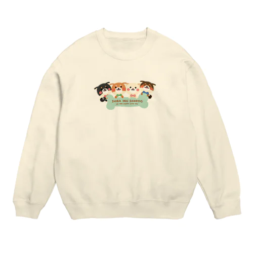 HAPPY４柴犬 Crew Neck Sweatshirt