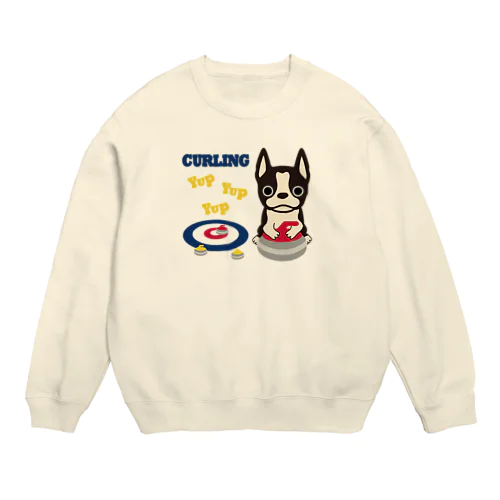 カーリングとボストンテリア Crew Neck Sweatshirt