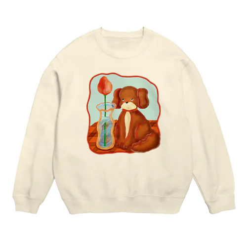 犬と花🌷 Crew Neck Sweatshirt