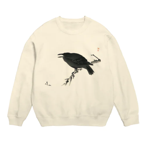 幸野楳嶺のカラス Crew Neck Sweatshirt