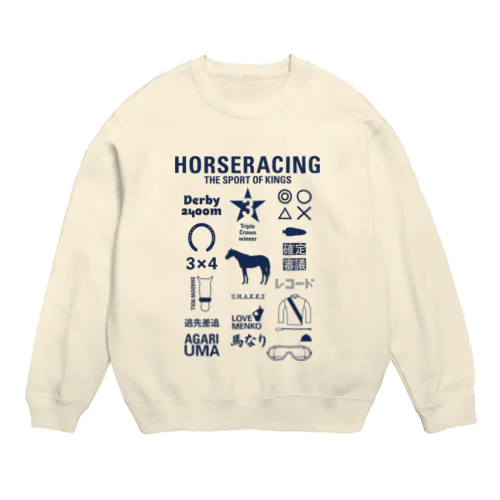 HORSERACING GRAPHICS 紺 Crew Neck Sweatshirt