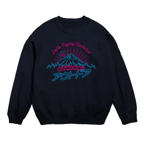 アウトドア（ネオン富士山） Crew Neck Sweatshirt