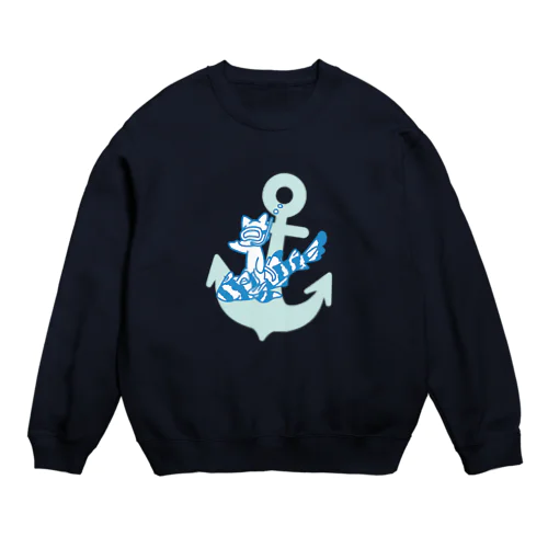 ネコザメとネコの海遊び Crew Neck Sweatshirt