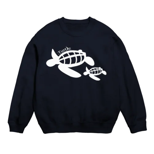 Turtle-White Crew Neck Sweatshirt