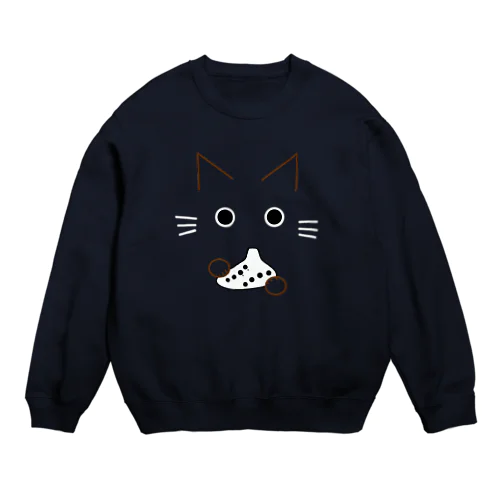 オカリナ猫(オカリナ白) Crew Neck Sweatshirt