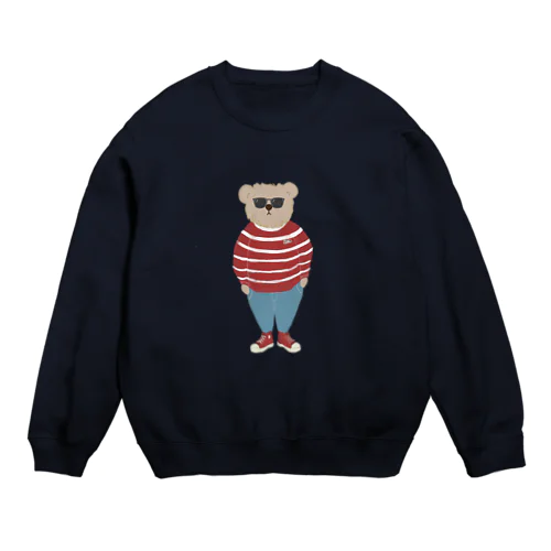 洋服を着てお出かけするクマさん　あか　シンプル Crew Neck Sweatshirt