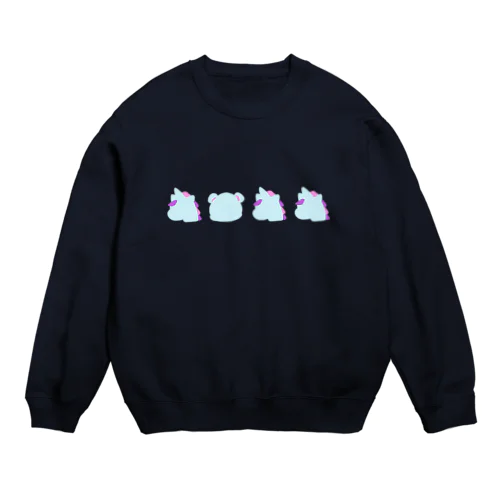 くまとゆにこblue Crew Neck Sweatshirt