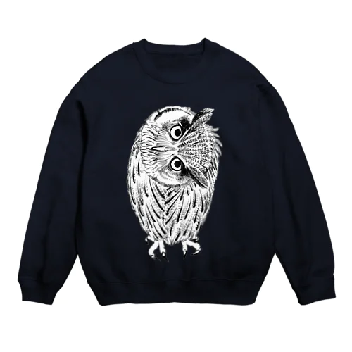 首を傾げてるアフリカオオコノハズク Crew Neck Sweatshirt