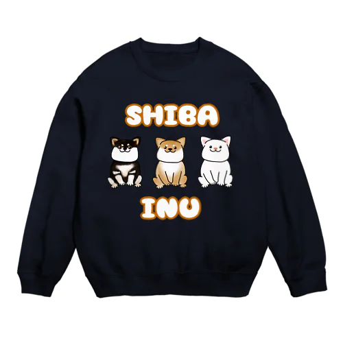 黒柴、茶柴、白柴犬 ロゴ入り Crew Neck Sweatshirt