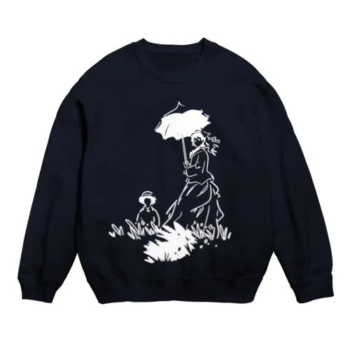 白版＿クロード・モネ「日傘をさす女」 Crew Neck Sweatshirt