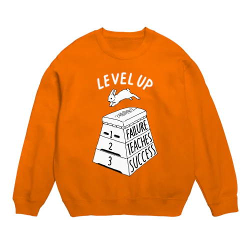 LEVEL UP FTS しろいロゴ Crew Neck Sweatshirt