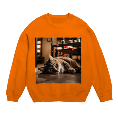 眠たい猫 Crew Neck Sweatshirt